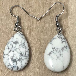 White Howlite Natural Stone Gemstone Handmade Drop Earrings